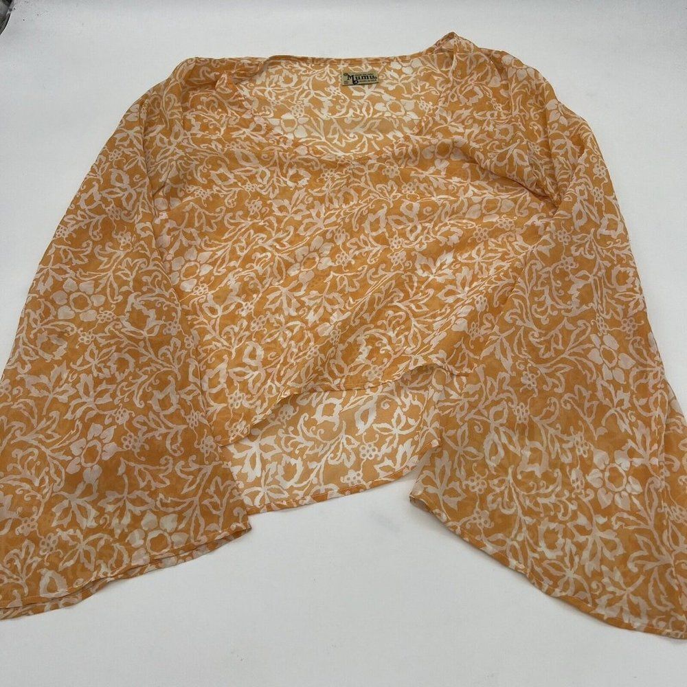Show Me Your Mumu sheer bell sleeve Orange FlorAl V-neck loose fit top Small